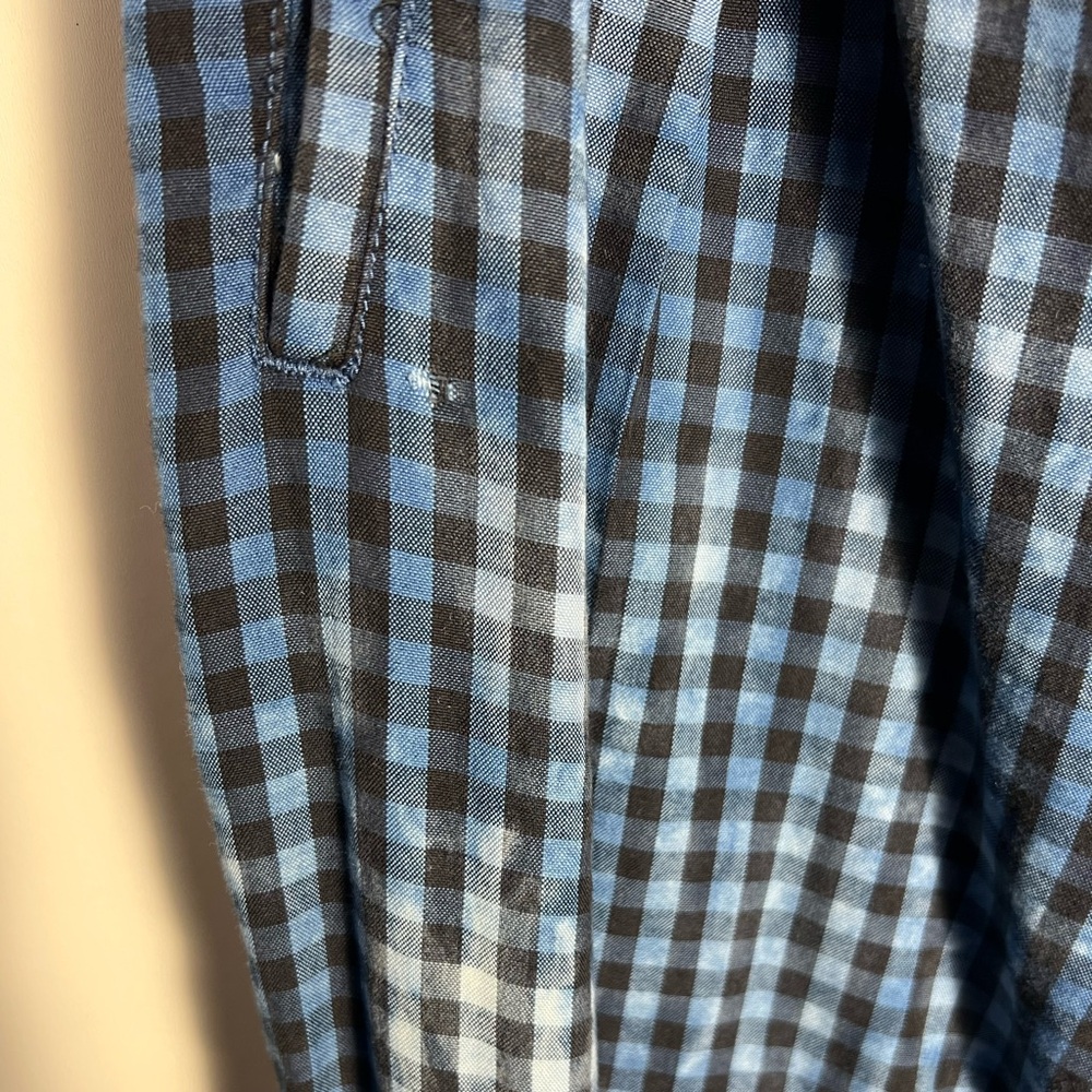 Anthropologie Maeve Avryl Bleached Slim Pants Blue Check Plaid Sz 14 - Picture 14 of 14